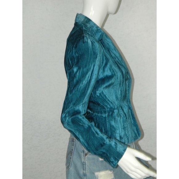 Guess Women Turquoise Velvet Career Jacket Size 4 - Picture 4 of 8